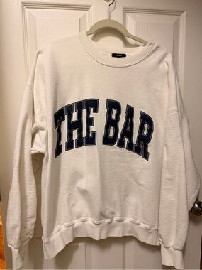 The Bar Varsity Sweatshirt White with Navy
